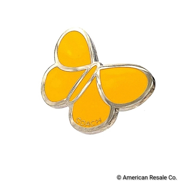 Vintage COACH Yellow Enamel Butterfly Lapel Pin Brooch Purse Backpack Pin Charm - Picture 2 of 7